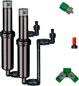 In-Ground 5-Inch Pop-Up Adjustable Sprinkler 2-Pack With Quick Hose Black - Picture 1 of 6