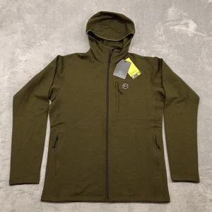 Foreign Rider Merino Hooded Jacket Mens Size 2 Olive Green Nuyarn Wool Full Zip - Picture 1 of 20