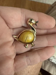 Spilla cigno tono oro vintage spilla finta pietra bigiotteria moda 4834 - Foto 1 di 4