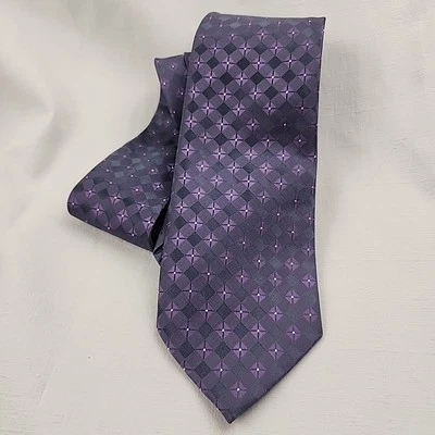 Calvin Klein NUEVO Corbata Para Hombre Púrpura Enrejado Cuadrada Geométrica 100% Seda 57x3.5 Foto 1 de 4