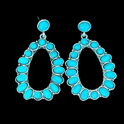 Pendientes Lágrima The Chaparral Tono Azul Turquesa y Plata - Estilo Occidental Foto 1 de 4