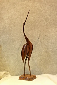 Garza grulla figura madera palisandro (?) Figura de madera de pie años 50 43 cm - Imagen 1 de 11