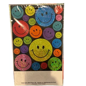 Vintage Sandylion Glitzer Smiley Gesicht Aufkleber Neu Versiegelt Selten PPMG4 - Bild 1 von 12