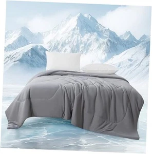 Cooling Comforter Size, Soft Breathable Cooling Blanket for Hot King Gray - Picture 1 of 7