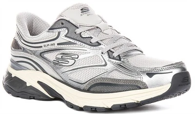 Skechers Stamina Sport Knit Upper Slip On Scarpe Da Donna In Argento UK 4 - 8 - Immagine 1 di 4