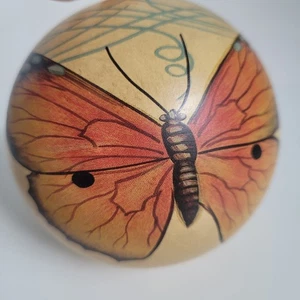 Sphere Ball Monarch Butterfly Wooden Handpainted Decor Nice! See Description! - Picture 1 of 12