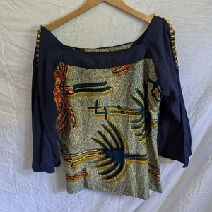 Schönes & einzigartiges Damen Top Perlen Schultern 3/4 Glockenärmel Boho Art to Wear - Bild 1 von 7