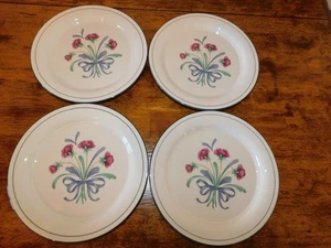 Lot of 4 Lenox Poppies on Blue Bouquet Luncheon Salad Plates USA - Picture 1 of 8