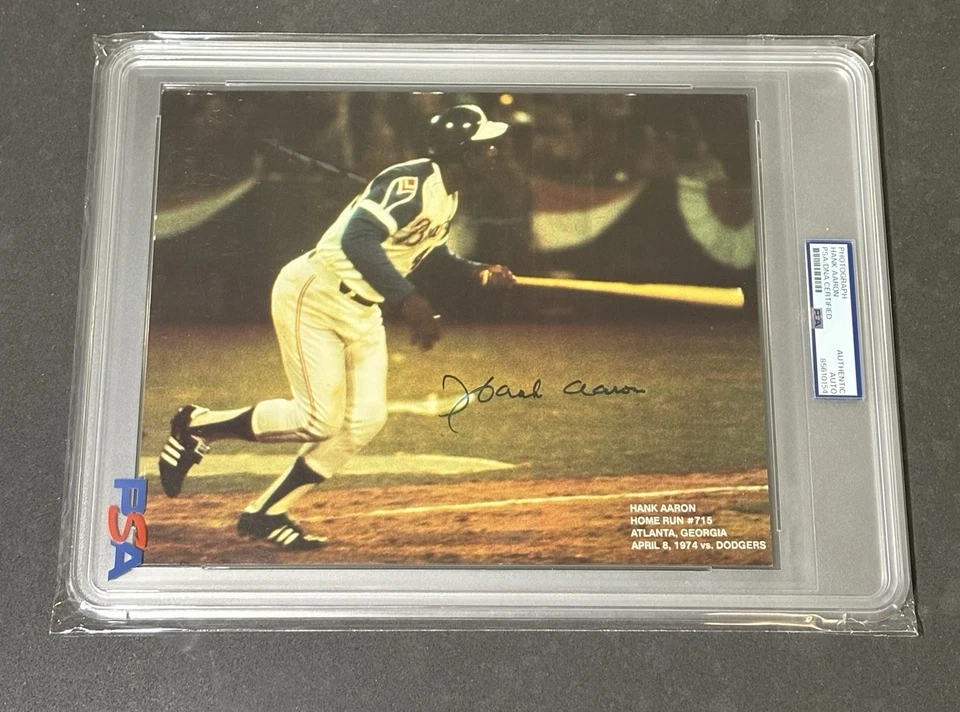 HOF HANK AARON SIGNED AUTOGRAPHED 8X10 PHOTO BRAVES 715th HR PSA/DNA CERTIFIED - Image 1 of 2