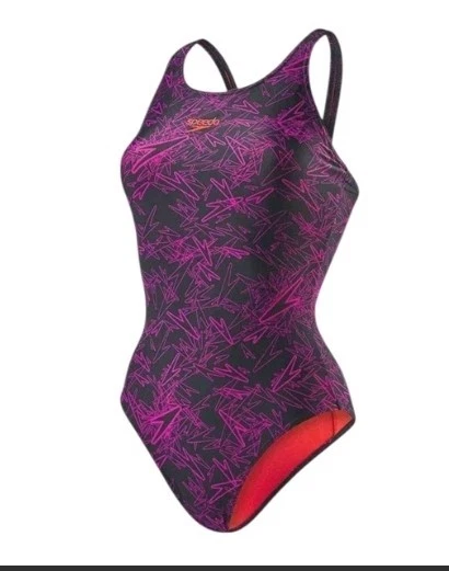 BNWT Speedo Boom Muscleback Womens Adult Swimsuit - Black Pink - UK 8 (S7)  - Image 1 of 4
