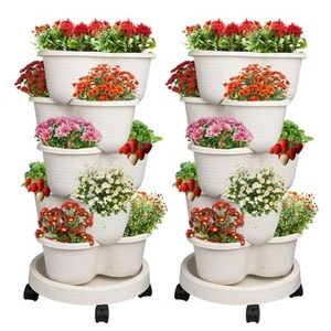 Strawberry Planter, Stackable Gaden Tower for Flowers, Vegetables, Grow Your ... - Picture 1 of 7