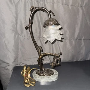 Art Nouveau Style Fairy Tulip Lamp Bronze ANGEL FAIRY ON SWING 15" Andrea Sadek - Picture 1 of 16