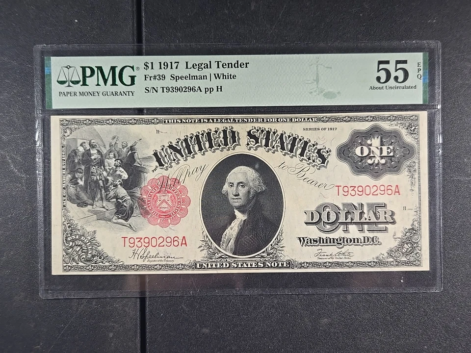 1917 US $1 U.S. Note - Speelman/White - Fr. 39- AU-55 EPQ (PMG) - Image 1 of 4