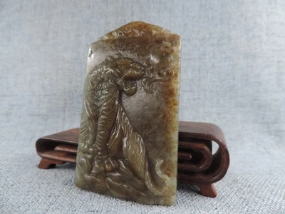 Antiguo colgante chino de jade hetiano tallado a mano tigre que vale la pena coleccionar F Foto 1 de 4