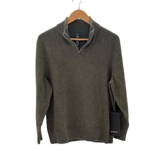 Lululemon Sweater 1/2 Zip Relaxed Fit Pullover Men XS Army Green Wool Cotton New - Picture 1 of 13