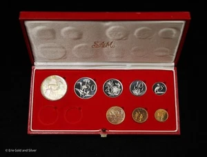 1983 South Africa Mint Proof 8-Coin Set- No Gold Coins in Box - Picture 1 of 3