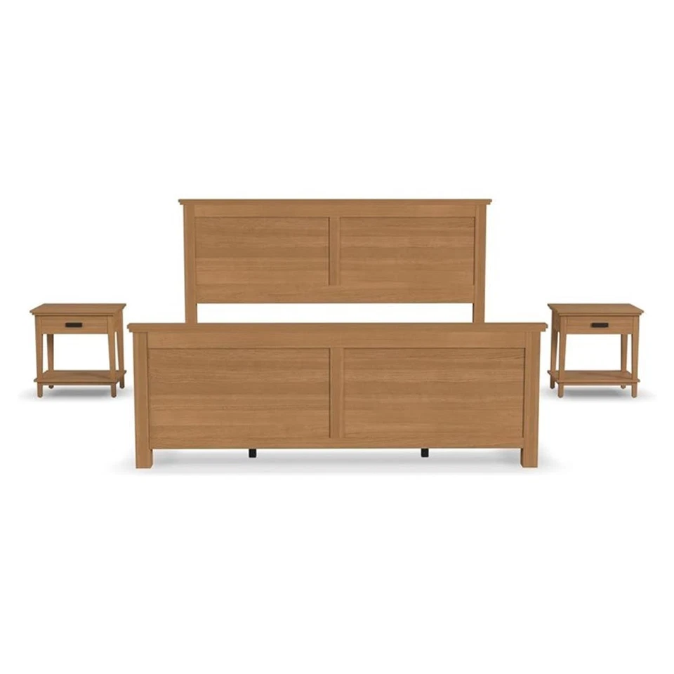 Juegos de Dormitorio King Madera Parque Roble 3 Piezas Homestyles con 2 Mesitas de Noche en Marrón Foto 1 de 3