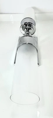 Pottery Barn Sussex Double Tube Wall Sconce Chrome with Glass Shade Reg $229 - Image 1 of 4