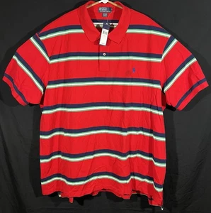 Polo vintage Ralph Lauren uomo vestibilità classica maglia a righe rossa taglia 4XB - Foto 1 di 16