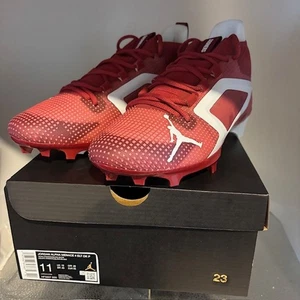 Jordan Alpha Menace 4 Elite OU Sooners PE Football Cleats HF5607-600 Mens Sze 11 - Picture 1 of 11