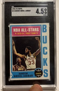 Kareem Abdul-Jabbar 1974-75 Topps #1 grado 4,5 - Imagen 1 de 2