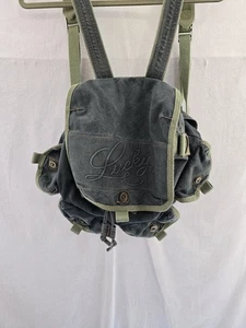 Lucky Brand Ruck Sack Messanger Bag. Military Green Canvas. Hippie Retro. Rare - Picture 1 of 15