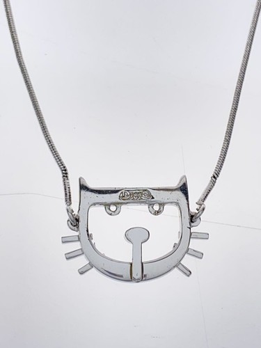 Collana con ciondolo gatto Christian Dior argento sterling donna nuova