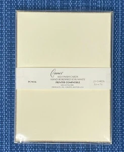 VTG NOS Crane's Kid Finish Cards / Hand Bordered EcruWhite  PC9036 (Lot of 5) - Picture 1 of 6