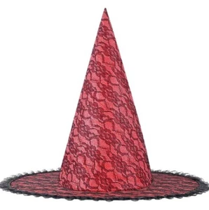 Halloween Witches Hat Red Black Lace New - Picture 1 of 7