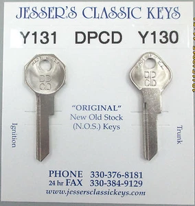 DPCD Y131 Y130 New Old Stock PLYMOUTH Nickel Keys 1949 1950 1951 1952 - Picture 1 of 5