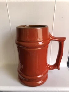 Frankoma Stoneware 6" Tall Beer Mug Stein Flame Red Orange M2 Vintage - Picture 1 of 4