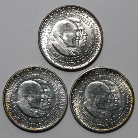 1954 Booker T & George Washington Carver Commemorative Half Dollars - PDS Set Cover