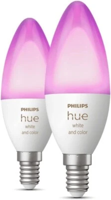 2x Philips Hue Richer Colours E14 Candle SES White Colour Wireless Bulb (Twin) - Image 1 of 4