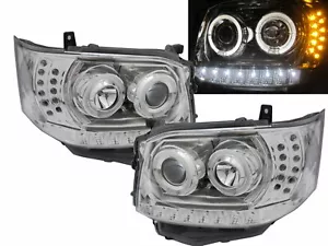 CS-For HIACE H200 10-14 Halo Projector Headlight LED DRL R8 Chrome TOYOTA LHD - Picture 1 of 6