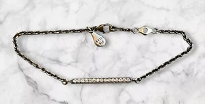Pandora Clear Crystals Delicate Thin .925 Silver 6" Bar Bracelet Signed Gorgeous - Picture 1 of 8