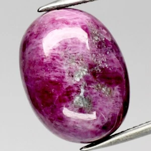 21.93ct Oval Cab Unheated Green-Purplish Red Ruby in Zoisite Gemstone, Africa - Picture 1 of 4