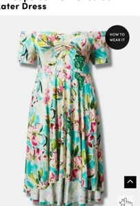 Torrid Skater Dress Size 6 X Floral Multi Mini Supersoft Off Shoulder New W Tag - Picture 1 of 3