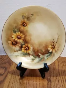Fall Floral w/ Gold Rim Antique T&V France 8 3/4" Plate SIGNED AND DATED - Picture 1 of 9