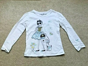 Camisa Top TU Niñas Blanca 'Ooh La La' Apliques Bordados L/S Talla 4 En muy buen estado - Imagen 1 de 3