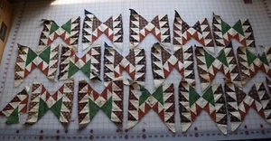 7410 30 antique 1830-50's quilt blocks, beautiful madder prints, Flying Geese - Picture 1 of 12