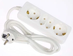 4-way multiple socket socket strip 2x earthing 2x euro white power distributor - Picture 1 of 5