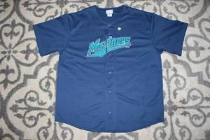 Maglia baseball vintage Seattle Mariners cucita blu logo con bottoni atletica - Foto 1 di 6