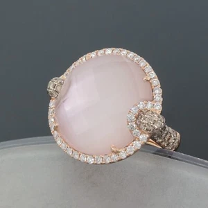 Doves By Doron Paloma Rose Quartz White/Champagne Diamond Ring Size 5 Rose Gold - Picture 1 of 7
