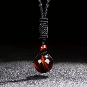 Red Tiger's Eye 16mm Round Bead Pendant Healing Reiki Amulet Women Men Necklace - Picture 1 of 4