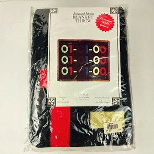 Vintage 90s Jacquard Woven Acrylic Throw 60 X 46 Binary Design - NEW IN BAG! - Picture 1 of 5