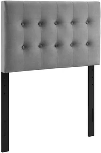 Modway Emily Twin Biscuit Tufted Performance Velvet Headboard, Gray - Picture 1 of 8