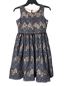 Frais Flocked Fit & Flare Tulle Party Dress GIRLS SIZE 12 BLACK WHITE Flower - Picture 1 of 6