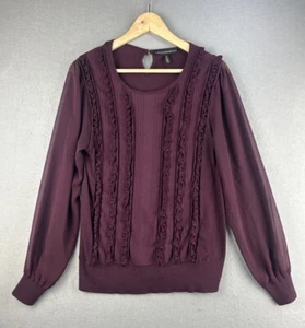 White House Black Market Damen Pullover Gr. Medium Lila Rüschen Cottagecore - Bild 1 von 9