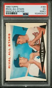 1960 Topps Mantle & Boyer #160 Rival All Stars PSA 5 MC EXC - Imagen 1 de 3