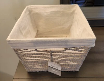 True Living Essentials Burlap Basket Large 13"L x 10"W x 7"H With Cotton Lining - Image 1 of 4